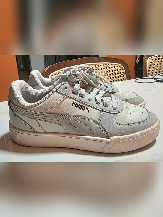 Puma Other - Puma White Gray Big Kids Low-Profile Leather Sneakers